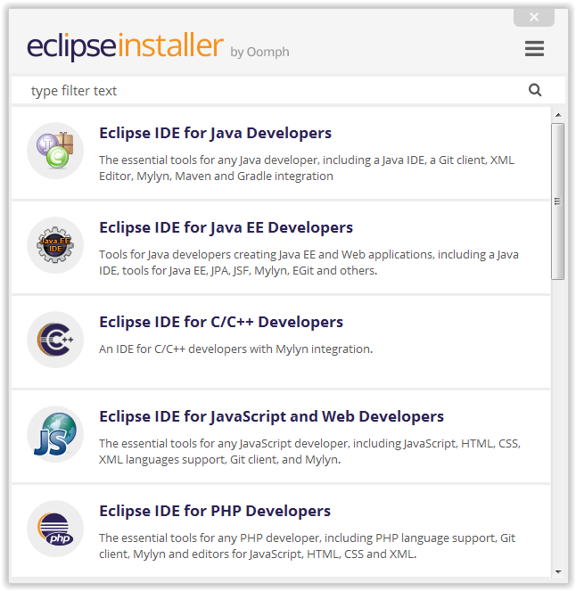 Eclipse Installer Chossing the IDE